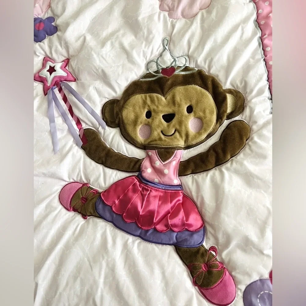 Carter's Child of Mine Ballerina Princess Monkey Comforter Blanket Pink White